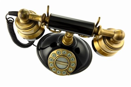 simsearch:400-04493639,k - Old fashioned telephone isolated on white background Foto de stock - Super Valor sin royalties y Suscripción, Código: 400-04814970