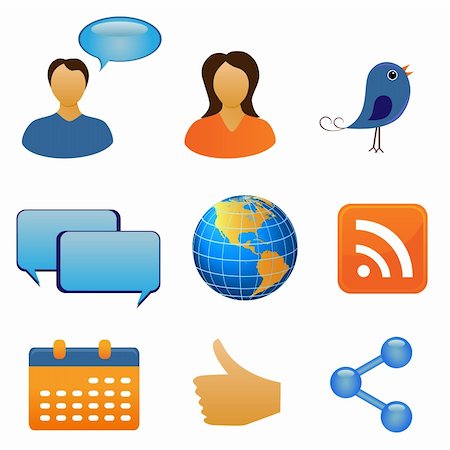 social media likes - Social network and communication symbols Stock Photo - Budget Royalty-Free & Subscription, Code: 400-04815088