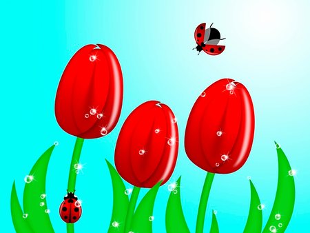 simsearch:400-07984864,k - Red Ladybug Climbing Up Tulip Flower Stem Illustration Stockbilder - Microstock & Abonnement, Bildnummer: 400-04815216
