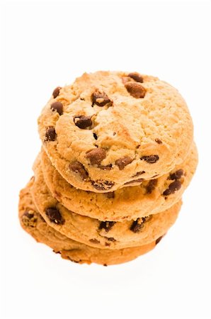 simsearch:695-05767611,k - Chocolate Chip Cookies isolated on the white Stock Photo - Budget Royalty-Free & Subscription, Code: 400-04815234