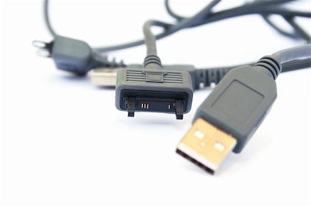 simsearch:400-05078674,k - USB cable and plug isolated on white background. Fotografie stock - Microstock e Abbonamento, Codice: 400-04815417