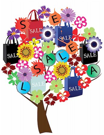 vector illustration of abstract sale tree with shopping bags Stock Photo - Budget Royalty-Free & Subscription, Code: 400-04815678