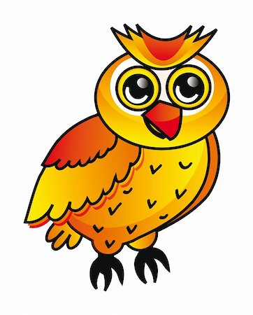 nice illustration of orange cartoon owl isolated on white background Stock Photo - Budget Royalty-Free & Subscription, Code: 400-04815695