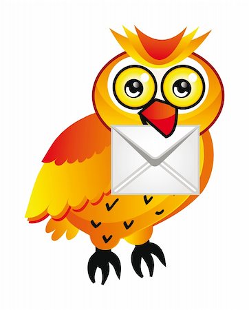 nice illustration of orange cartoon owl isolated on white background Stock Photo - Budget Royalty-Free & Subscription, Code: 400-04815696