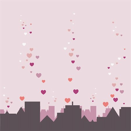 simsearch:400-05904467,k - City Panorama With Hearts, Vector Illustration Stock Photo - Budget Royalty-Free & Subscription, Code: 400-04815777