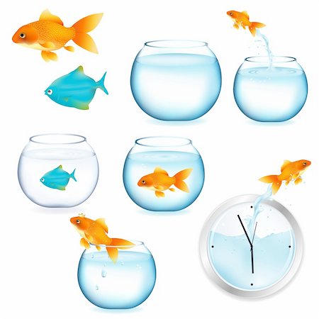 Goldfish And Aquariums, Isolated On White Background, Vector Illustration Stock Photo - Budget Royalty-Free & Subscription, Code: 400-04815783