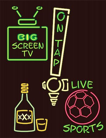 Fun pub signs in a neon style.   There are other versions.    EPS8 graphic is scalable to any size. Stock Photo - Budget Royalty-Free & Subscription, Code: 400-04815935