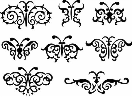 decoration curl - butterfly illustration Stock Photo - Budget Royalty-Free & Subscription, Code: 400-04815951