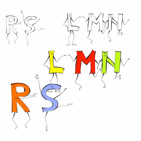 simsearch:400-05700736,k - Set of cartoon style letters L, M, N, R, S Stock Photo - Budget Royalty-Free & Subscription, Code: 400-04815999