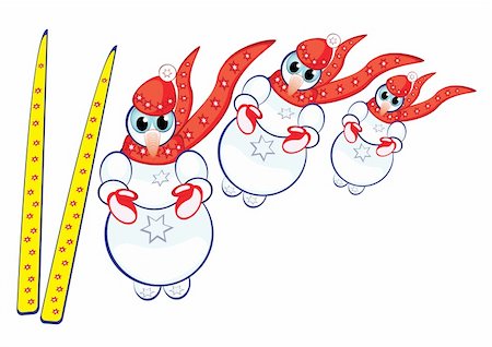 simsearch:400-04048124,k - Vector Illustration of snowman in red hat and scarf. Stock Photo - Budget Royalty-Free & Subscription, Code: 400-04816076