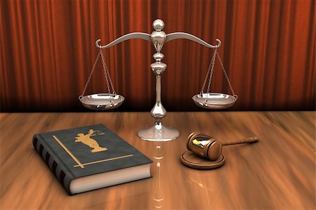 saft - High resolution illustration of attributes of justice: gavel, scale and law book on the table Stock Photo - Budget Royalty-Free & Subscription, Code: 400-04816073