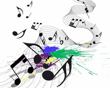 Vector musical notes staff on grunge background for design use Stock Photo - Budget Royalty-Free & Subscription, Code: 400-04816109