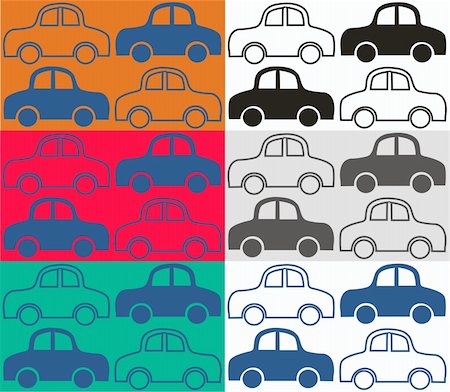 simsearch:400-05875966,k - seamless car pattern in six different color combinations Foto de stock - Super Valor sin royalties y Suscripción, Código: 400-04816146