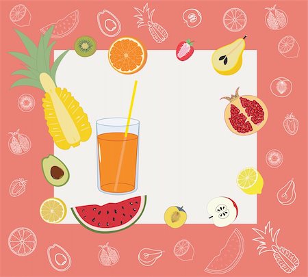 a collage of fruit, berries and a glass Photographie de stock - Aubaine LD & Abonnement, Code: 400-04816466