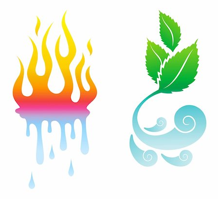 fire & water painting - Vector Icons opposite the four natural elements Stock Photo - Budget Royalty-Free & Subscription, Code: 400-04816646