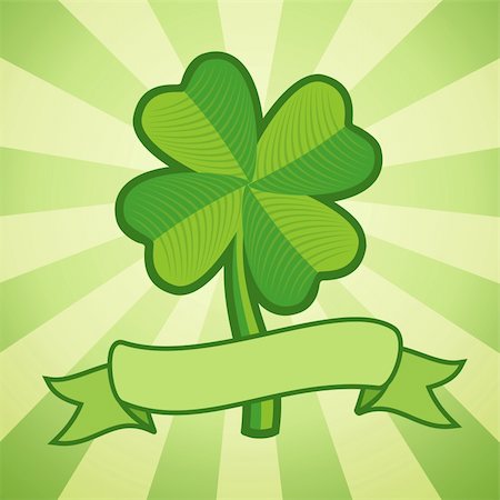 simsearch:400-06569677,k - Vector illustration of clover with four leaves and ribbon Stock Photo - Budget Royalty-Free & Subscription, Code: 400-04816652