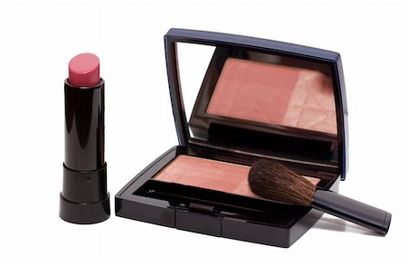 simsearch:400-05279995,k - Red lipstick and eye shadow isolated over white background Stockbilder - Microstock & Abonnement, Bildnummer: 400-04816933