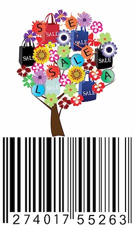 simsearch:400-05341250,k - vector illustration of a sale tree with bar-code Stock Photo - Budget Royalty-Free & Subscription, Code: 400-04817115
