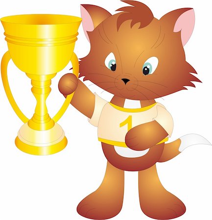 Cat with Award isolated on white background. Vector Stock Photo - Budget Royalty-Free & Subscription, Code: 400-04817189