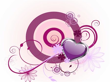 simsearch:400-04745515,k - vector eps 10 illustration of purple heart on a colorful floral background Foto de stock - Super Valor sin royalties y Suscripción, Código: 400-04817494