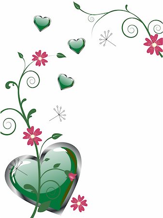 simsearch:400-04745515,k - vector eps 10 illustration of green hearts on a floral background Foto de stock - Super Valor sin royalties y Suscripción, Código: 400-04817490