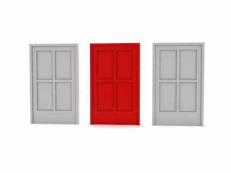3D rendering of three doors symbolizing the options or choices that can be made in life Stock Photo - Budget Royalty-Free & Subscription, Code: 400-04817589