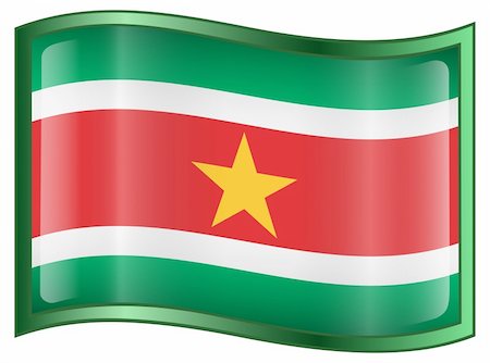 simsearch:400-04817643,k - Suriname flag icon, isolated on white background Foto de stock - Super Valor sin royalties y Suscripción, Código: 400-04817650