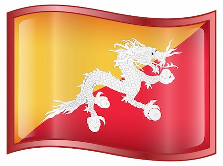 Bhutan flag icon, isolated on white background Stock Photo - Budget Royalty-Free & Subscription, Code: 400-04817699