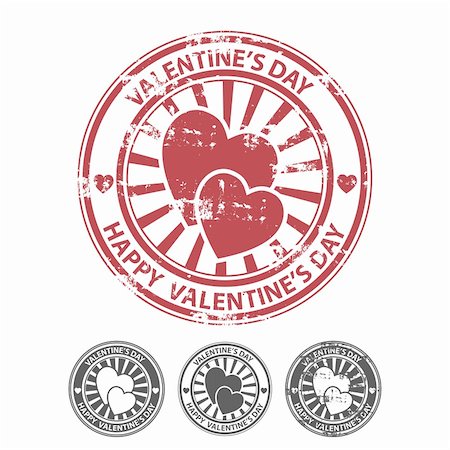 Grunge rubber stamp with two hearts, and other variants of the same stamp. Vector illustrator Stock Photo - Budget Royalty-Free & Subscription, Code: 400-04817725