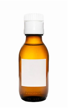 simsearch:400-07681009,k - Medicine bottle. Brown glass. Small blank label. White childproof lid. 100ml. Clipping path included. Stockbilder - Microstock & Abonnement, Bildnummer: 400-04817733