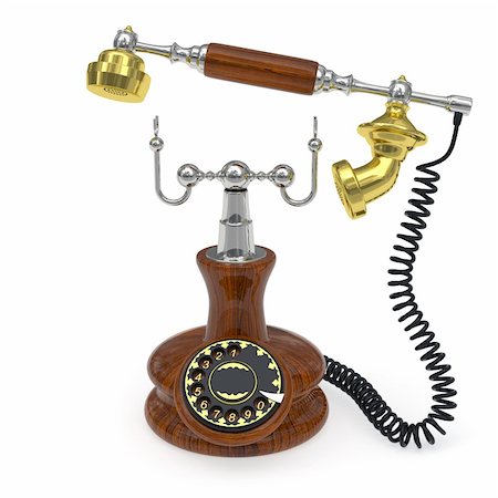 simsearch:400-07222578,k - Old style telephone with lifted up receiver rendered with soft shadows on white background Foto de stock - Super Valor sin royalties y Suscripción, Código: 400-04817745