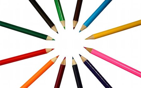 fotomod (artist) - Eleven colored pencils on white background. Isolated. Stock Photo - Budget Royalty-Free & Subscription, Code: 400-04817748