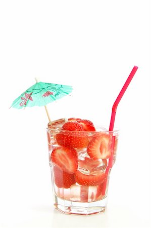 healthy drink with sliced strawberry fruit isolated on white Stock Photo - Budget Royalty-Free & Subscription, Code: 400-04818046