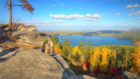rocky mountains panorama - autumn landscape with mountains and lake Stock Photo - Budget Royalty-Free & Subscription, Code: 400-04818224
