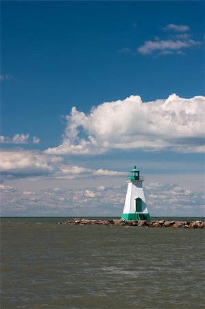 The small lighthouse on the breakwater in Canada Stock Photo - Budget Royalty-Free & Subscription, Code: 400-04818650