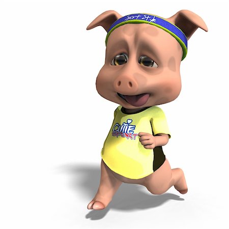 simsearch:400-05004157,k - cute toon pig takes a jogging run. 3D rendering with clipping path and shadow over white Fotografie stock - Microstock e Abbonamento, Codice: 400-04818696