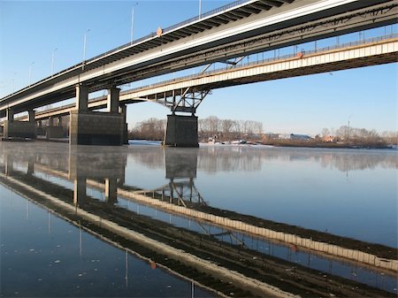 snowy road tree line - Reflection of bridge in river. Stock Photo - Budget Royalty-Free & Subscription, Code: 400-04818889