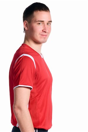 soccer lad socks - soccer player looking at camera, side view isolated on white Stock Photo - Budget Royalty-Free & Subscription, Code: 400-04819020