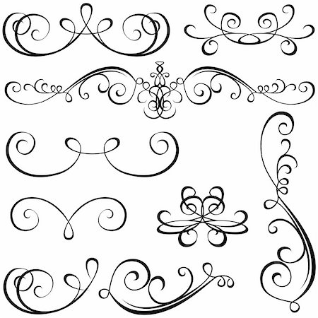 scroll designs clip art - Calligraphic elements - black design elements,  illustration vector Stock Photo - Budget Royalty-Free & Subscription, Code: 400-04819133