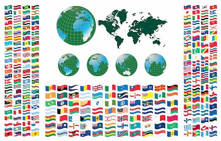 states flag and atlas - All flags of the world, vector illustration Stock Photo - Budget Royalty-Free & Subscription, Code: 400-04819246