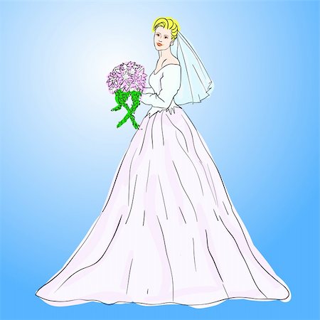 simsearch:400-05311459,k - Bride in wedding dress white with bouquet Stock Photo - Budget Royalty-Free & Subscription, Code: 400-04819288