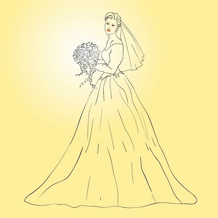 simsearch:400-05311459,k - Bride in wedding dress white with bouquet Stock Photo - Budget Royalty-Free & Subscription, Code: 400-04819283