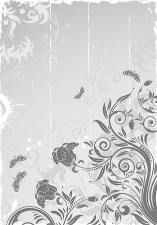 simsearch:400-04869919,k - Grunge floral frame with butterfly, element for design, vector illustration Stock Photo - Budget Royalty-Free & Subscription, Code: 400-04819346