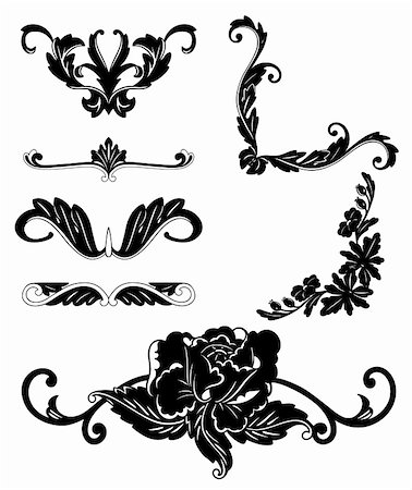 flower border design of rose - set of floral elements for your design Stock Photo - Budget Royalty-Free & Subscription, Code: 400-04819932