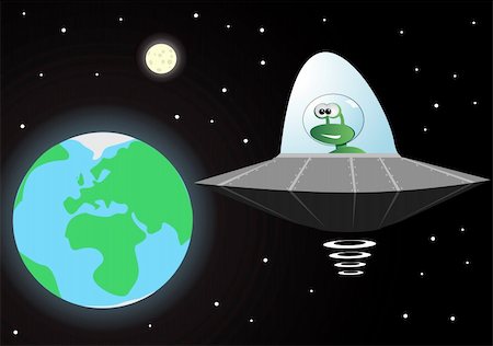 vector illustration of an alien in a spaceship Stock Photo - Budget Royalty-Free & Subscription, Code: 400-04810186