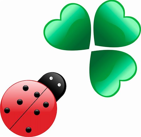 Lady bug and three heart shaped leaves Stock Photo - Budget Royalty-Free & Subscription, Code: 400-04810667