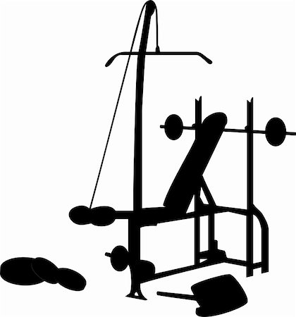 simsearch:400-04329882,k - Gym Equipment Silhouette Isolated on White Stock Photo - Budget Royalty-Free & Subscription, Code: 400-04810662
