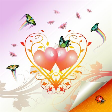 simsearch:400-04307995,k - Valentine's day, illustration with hearts and butterflies Fotografie stock - Microstock e Abbonamento, Codice: 400-04810781