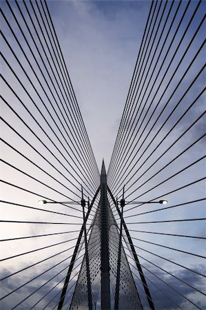 suspension cable - Modern architecture of abstract bridge building of silhouette. Stock Photo - Budget Royalty-Free & Subscription, Code: 400-04811293