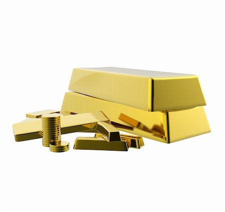 simsearch:400-04715746,k - Gold bars on a white background. Stock Photo - Budget Royalty-Free & Subscription, Code: 400-04812114